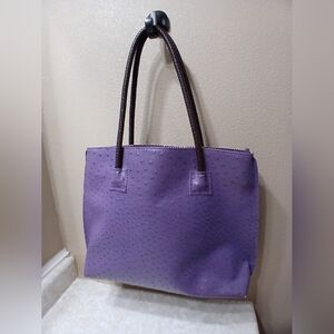 Purple Textured Shoulder Tote with Dark Handles